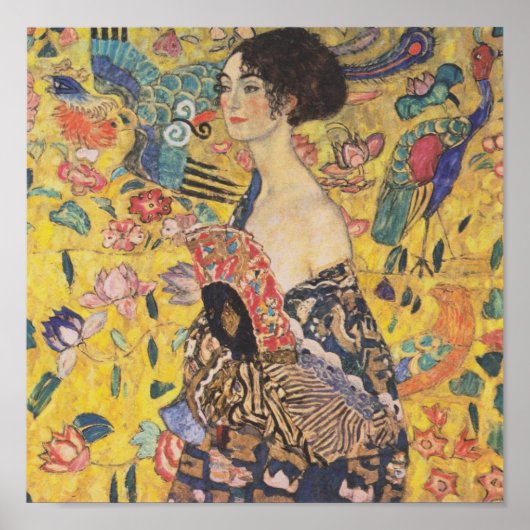 Gustav Klimt Lady met Poster van een ventilator (Voorkant)