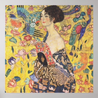Gustav Klimt - Lady met Poster voor reproductie va