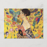 Gustav Klimt Lady With Fan Briefkaart<br><div class="desc">Gustav Klimt Lady With Fan Postcard</div>