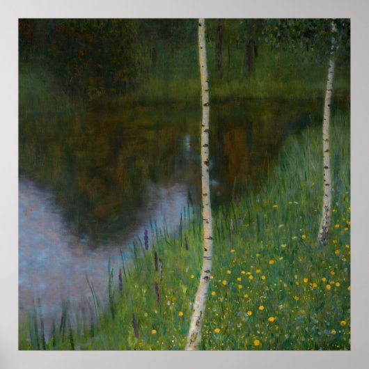 Gustav Klimt - Lakeshore met vogels Poster (Voorkant)