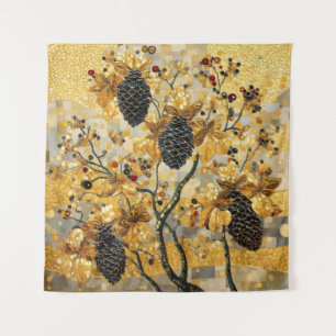 Gustav Klimt Landelijke Denneappel Vakantie Winter Wandkleed