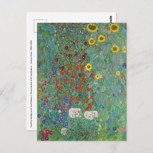 Gustav Klimt - Landelijke tuin met zonnebloemen Briefkaart (Voorkant / Achterkant)
