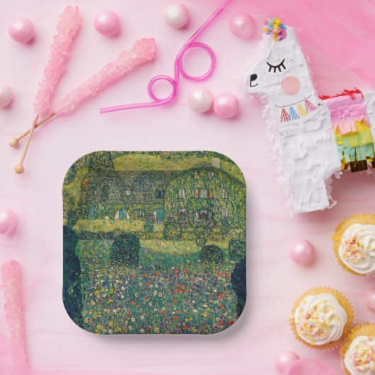 Gustav Klimt - Landenhuis van Attersee Papieren Bordje (Feest)