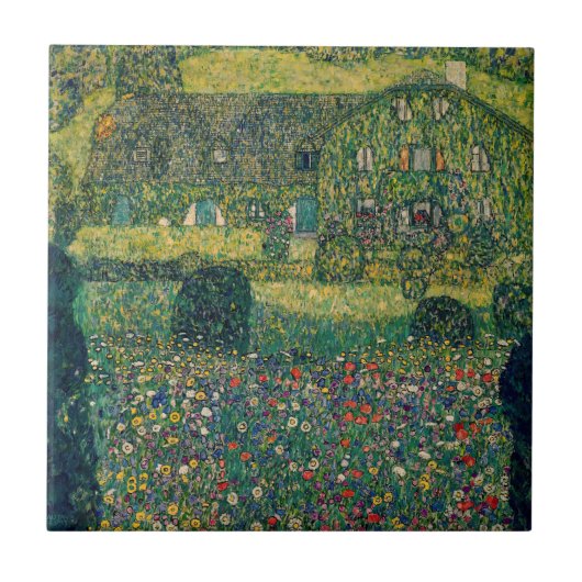 Gustav Klimt - Landenhuis van Attersee Tegeltje (Voorkant)