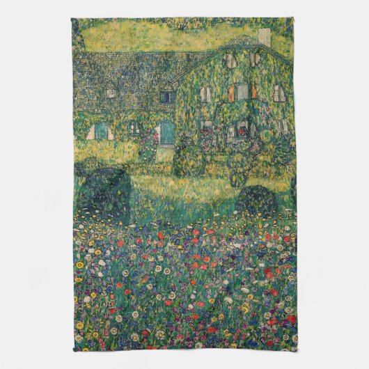 Gustav Klimt - Landenhuis van Attersee Theedoek (Verticaal)