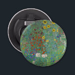 Gustav Klimt - Landentuin met zonnebloemen Button Flesopener<br><div class="desc">Landtuin met zonnebloemen / Boerderijen tuin met zonnebloemen - Gustav Klimt in 1905-1906</div>