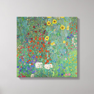 Gustav Klimt - Landentuin met zonnebloemen Canvas Afdruk