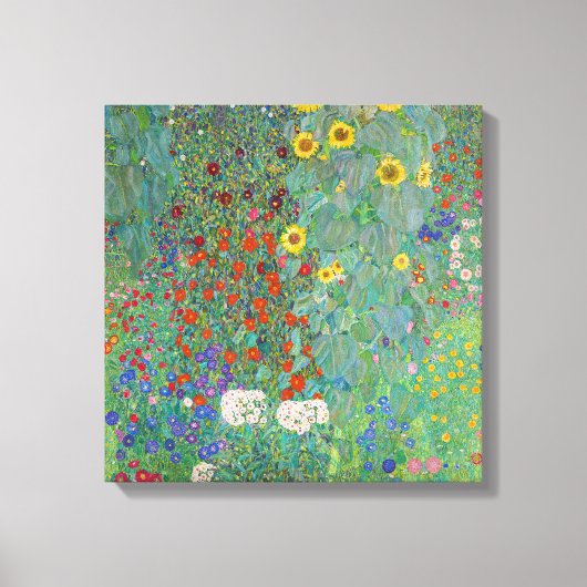 Gustav Klimt - Landentuin met zonnebloemen Canvas Afdruk (Voorkant)