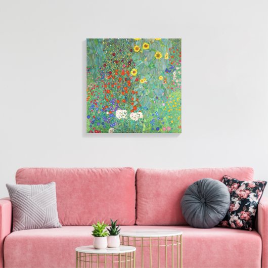 Gustav Klimt - Landentuin met zonnebloemen Canvas Afdruk (Insitu (Woonkamer))