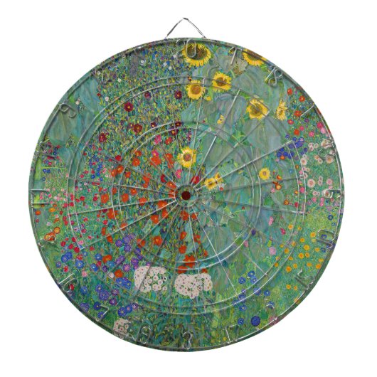 Gustav Klimt - Landentuin met zonnebloemen Dartbord (Voorkant)