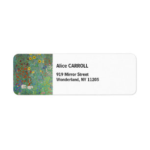 Gustav Klimt - Landentuin met zonnebloemen Etiket