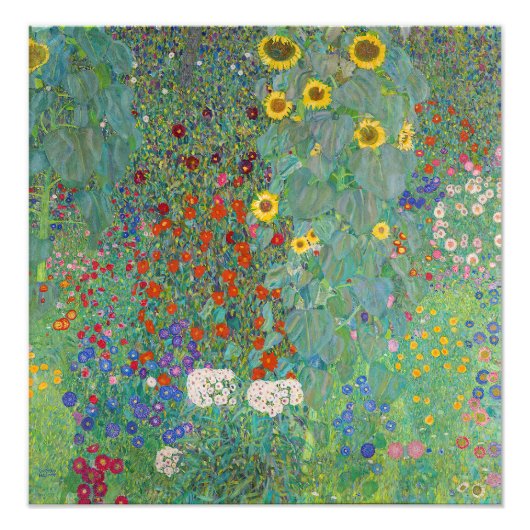 Gustav Klimt - Landentuin met zonnebloemen Foto Afdruk (Voorkant)