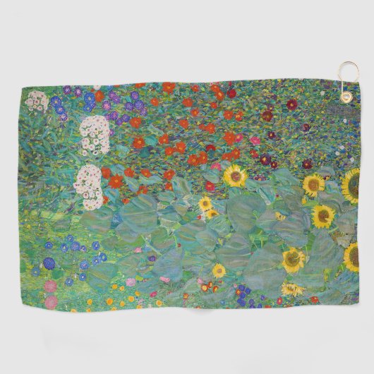 Gustav Klimt - Landentuin met zonnebloemen Golfhanddoek (Horizontaal)