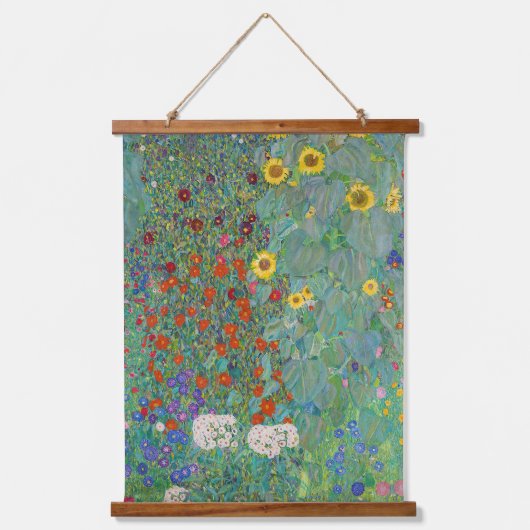 Gustav Klimt - Landentuin met zonnebloemen Hangend Wandkleed (Voorkant)