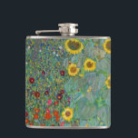 Gustav Klimt - Landentuin met zonnebloemen Heupfles<br><div class="desc">Landtuin met zonnebloemen / Boerderijen tuin met zonnebloemen - Gustav Klimt in 1905-1906</div>