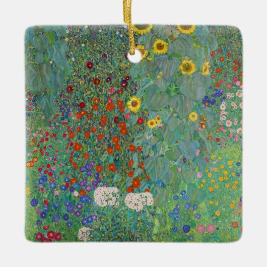 Gustav Klimt - Landentuin met zonnebloemen Keramisch Ornament (Voorkant)