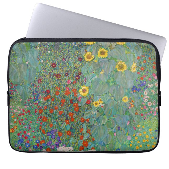 Gustav Klimt - Landentuin met zonnebloemen Laptop Sleeve (Voorkant)