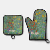 Gustav Klimt - Landentuin met zonnebloemen Ovenwant & Pannenlap Set (Voorkant)