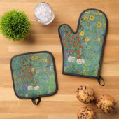 Gustav Klimt - Landentuin met zonnebloemen Ovenwant & Pannenlap Set (Top down)
