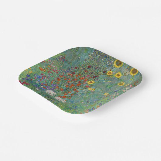 Gustav Klimt - Landentuin met zonnebloemen Papieren Bordje (Gebogen)