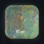 Gustav Klimt - Landentuin met zonnebloemen Papieren Bordje<br><div class="desc">Landtuin met zonnebloemen / Boerderijen tuin met zonnebloemen - Gustav Klimt in 1905-1906</div>