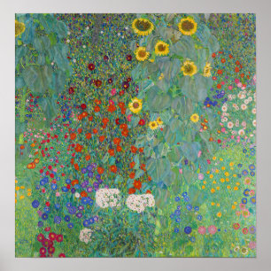 Gustav Klimt - Landentuin met zonnebloemen Poster