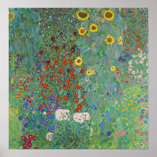 Gustav Klimt - Landentuin met zonnebloemen Poster (Voorkant)