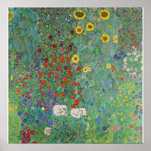 Gustav Klimt - Landentuin met zonnebloemen Poster