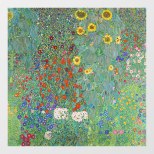 Gustav Klimt - Landentuin met zonnebloemen Raamsticker