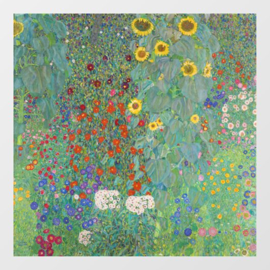 Gustav Klimt - Landentuin met zonnebloemen Raamsticker (Vel)