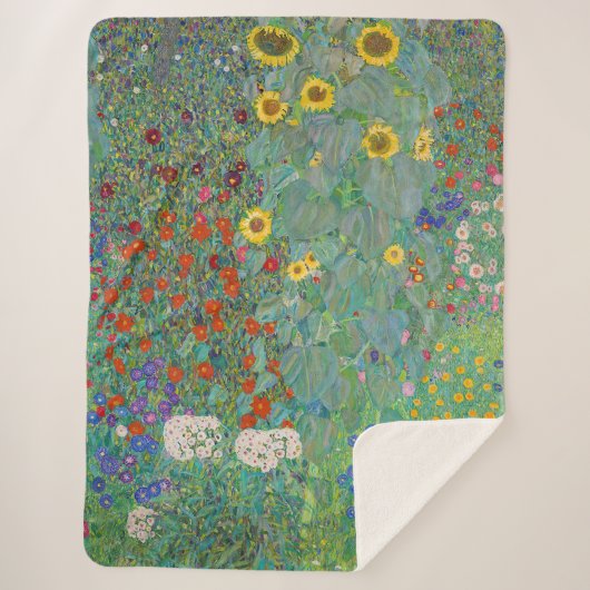 Gustav Klimt - Landentuin met zonnebloemen Sherpa Deken (Voorkant)