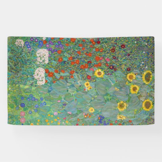 Gustav Klimt - Landentuin met zonnebloemen Spandoek (Horizontaal)