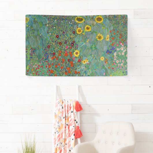 Gustav Klimt - Landentuin met zonnebloemen Spandoek (Insitu)