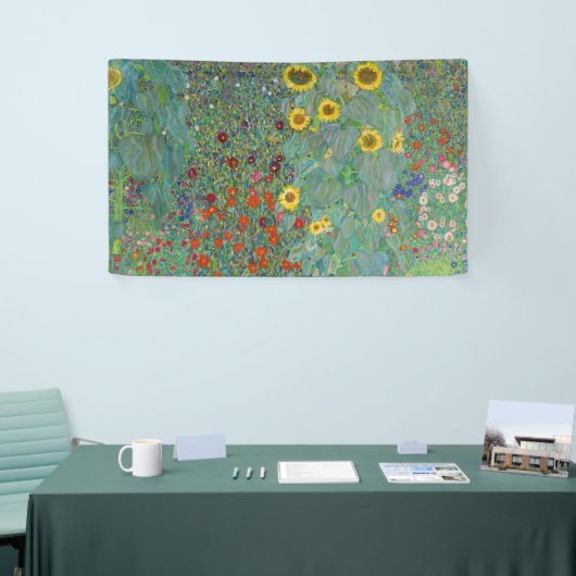 Gustav Klimt - Landentuin met zonnebloemen Spandoek (Beurs)