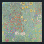 Gustav Klimt - Landentuin met zonnebloemen Stenen Onderzetter<br><div class="desc">Landtuin met zonnebloemen / Boerderijen tuin met zonnebloemen - Gustav Klimt in 1905-1906</div>
