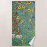 Gustav Klimt - Landentuin met zonnebloemen Strandlaken<br><div class="desc">Landtuin met zonnebloemen / Boerderijen tuin met zonnebloemen - Gustav Klimt in 1905-1906</div>