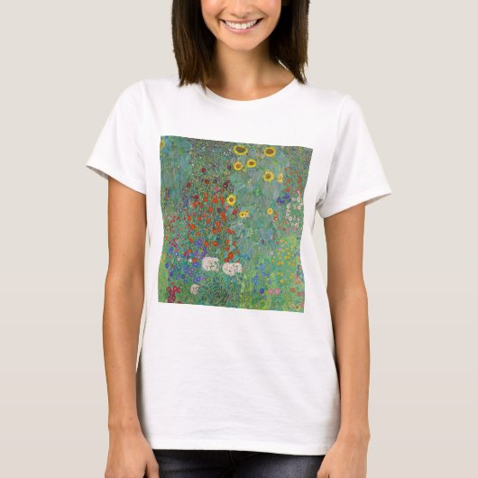 Gustav Klimt - Landentuin met zonnebloemen T-shirt (Voorkant)