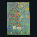 Gustav Klimt - Landentuin met zonnebloemen Theedoek<br><div class="desc">Landtuin met zonnebloemen / Boerderijen tuin met zonnebloemen - Gustav Klimt in 1905-1906</div>