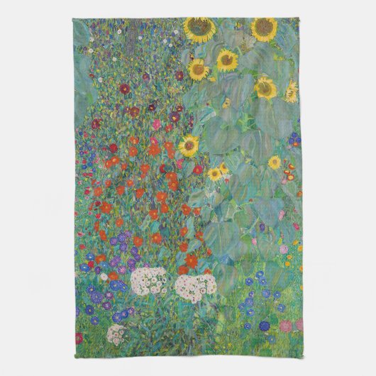 Gustav Klimt - Landentuin met zonnebloemen Theedoek (Verticaal)