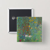 Gustav Klimt - Landentuin met zonnebloemen Vierkante Button 5,1 Cm (Voorkant /achterkant)