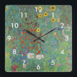 Gustav Klimt - Landentuin met zonnebloemen Vierkante Klok<br><div class="desc">Landtuin met zonnebloemen / Boerderijen tuin met zonnebloemen - Gustav Klimt in 1905-1906</div>
