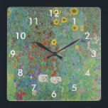 Gustav Klimt - Landentuin met zonnebloemen Vierkante Klok<br><div class="desc">Landtuin met zonnebloemen / Boerderijen tuin met zonnebloemen - Gustav Klimt in 1905-1906</div>