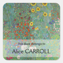 Gustav Klimt - Landentuin met zonnebloemen Vierkante Sticker