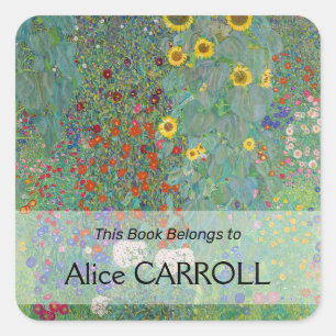 Gustav Klimt - Landentuin met zonnebloemen Vierkante Sticker