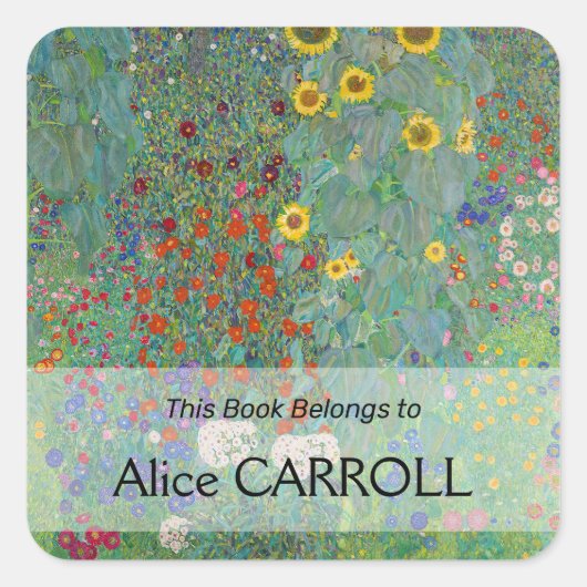 Gustav Klimt - Landentuin met zonnebloemen Vierkante Sticker (Voorkant)