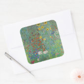 Gustav Klimt - Landentuin met zonnebloemen Vierkante Sticker (Envelop)