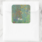 Gustav Klimt - Landentuin met zonnebloemen Vierkante Sticker (Tas)