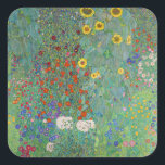 Gustav Klimt - Landentuin met zonnebloemen Vierkante Sticker<br><div class="desc">Landtuin met zonnebloemen / Boerderijen tuin met zonnebloemen - Gustav Klimt in 1905-1906</div>