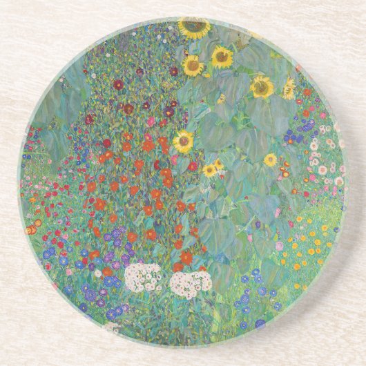 Gustav Klimt - Landentuin met zonnebloemen Zandsteen Onderzetter (Voorkant)