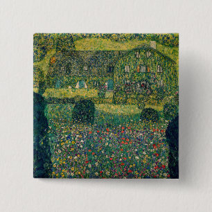 Gustav Klimt - Landhuis aan de Attersee Vierkante Button 5,1 Cm